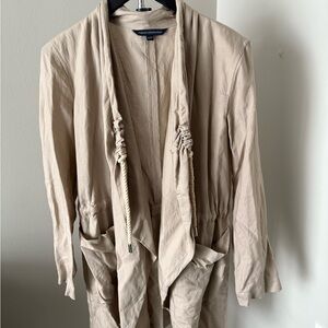 French Connection Tan Trench Coat with Drawstring